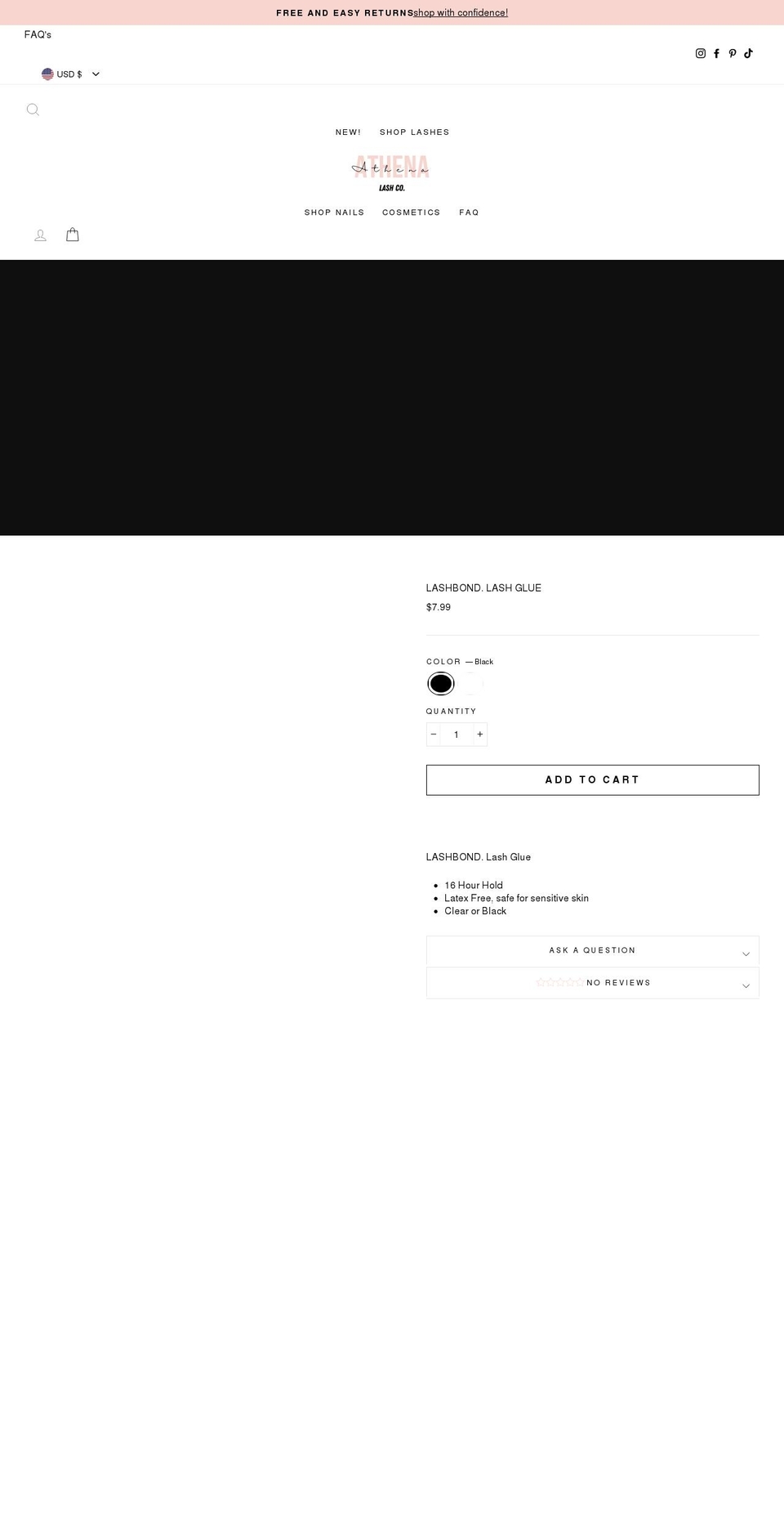athenalashco.com shopify website screenshot