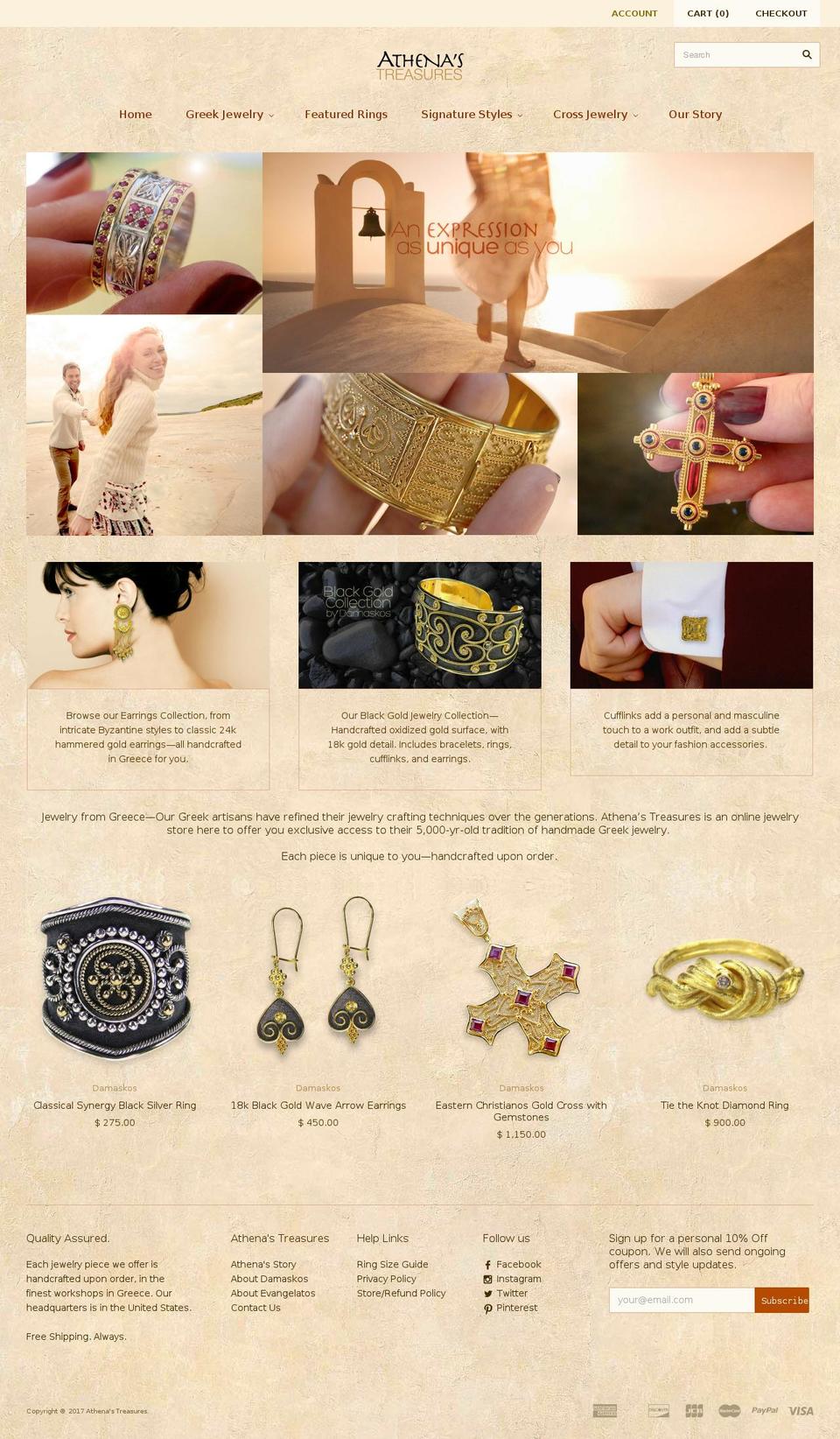 athenas-treasures.com shopify website screenshot