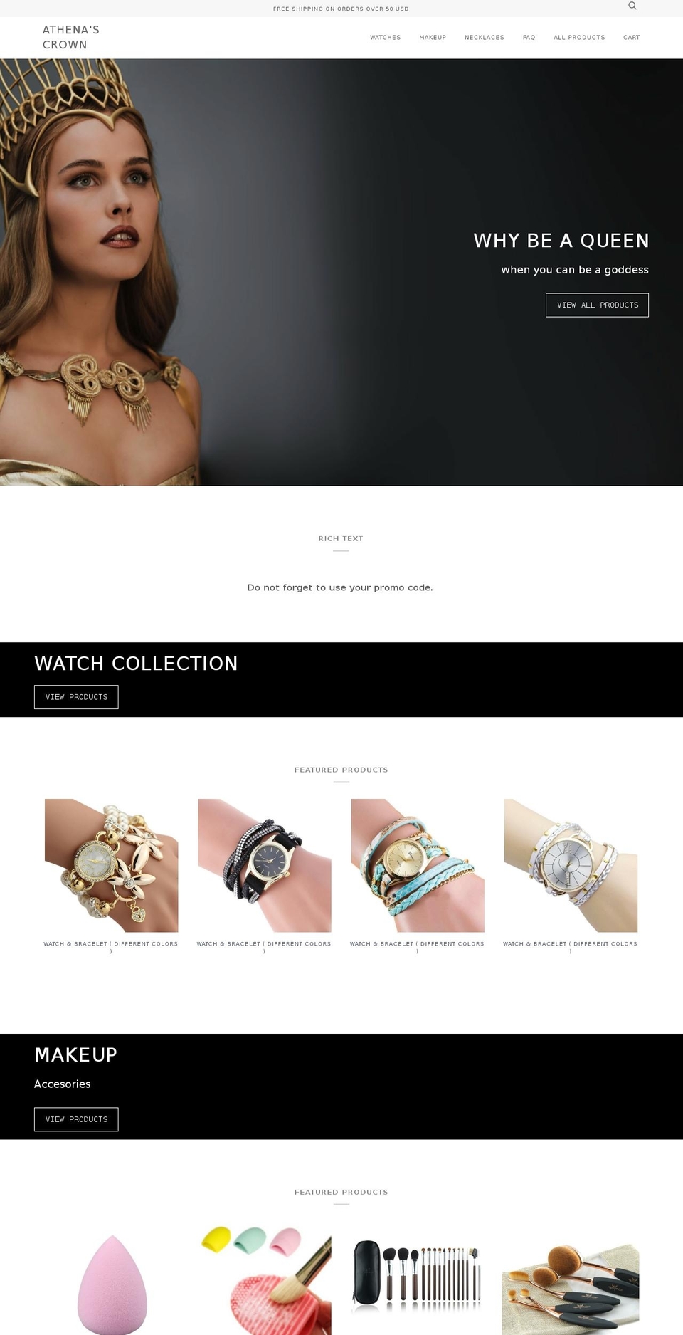 athenascrown.com shopify website screenshot