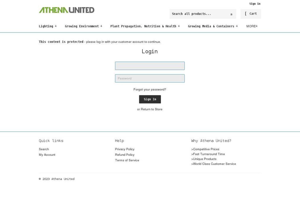 athenaunited.com shopify website screenshot