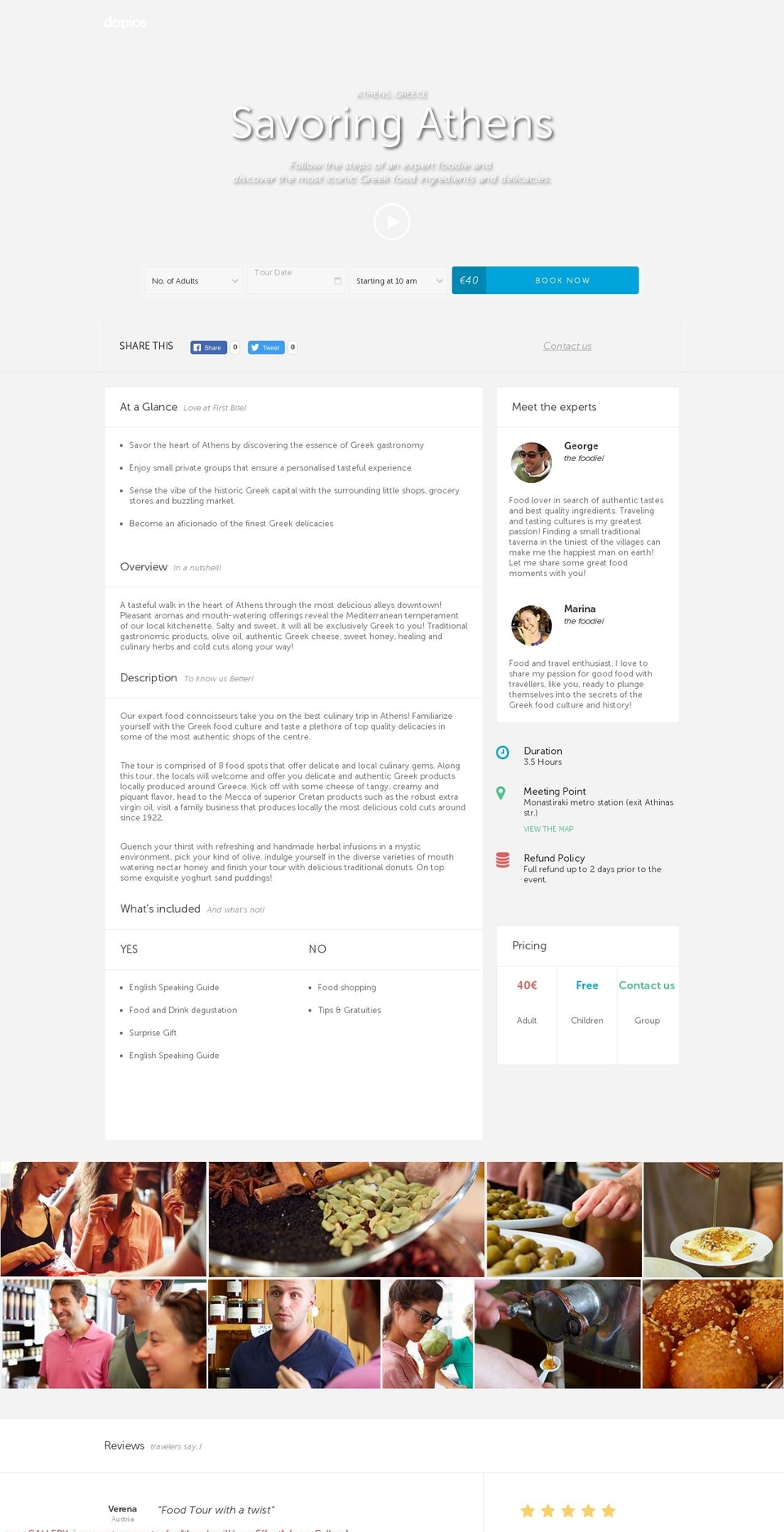 athens-food-tour.com shopify website screenshot