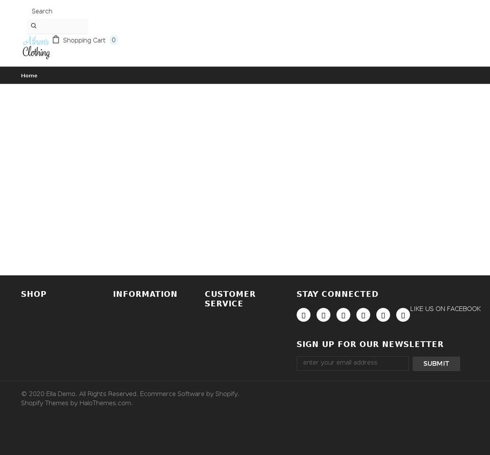 athensclothing.com shopify website screenshot