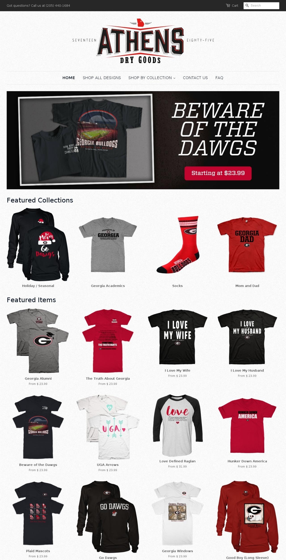 athensdrygoods.com shopify website screenshot
