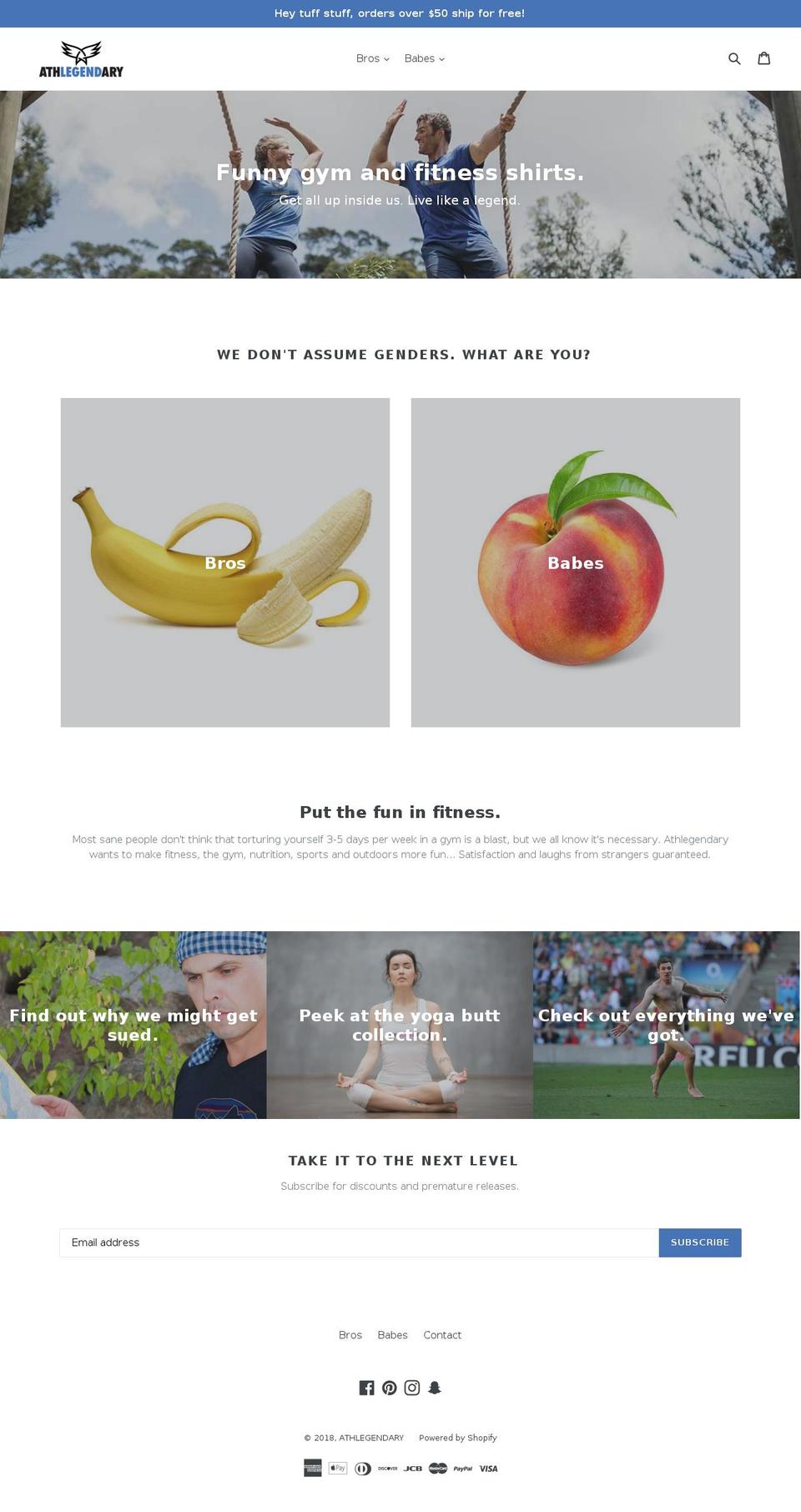 athlegendary.com — Shopify storefront screenshot