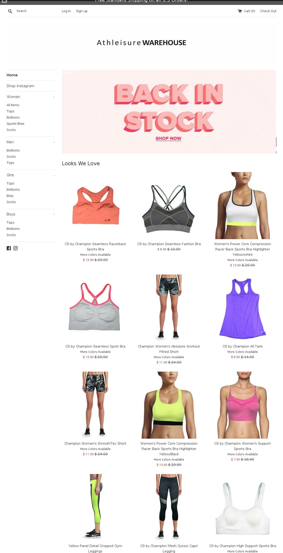 athleisurewarehouse.com — Shopify storefront screenshot