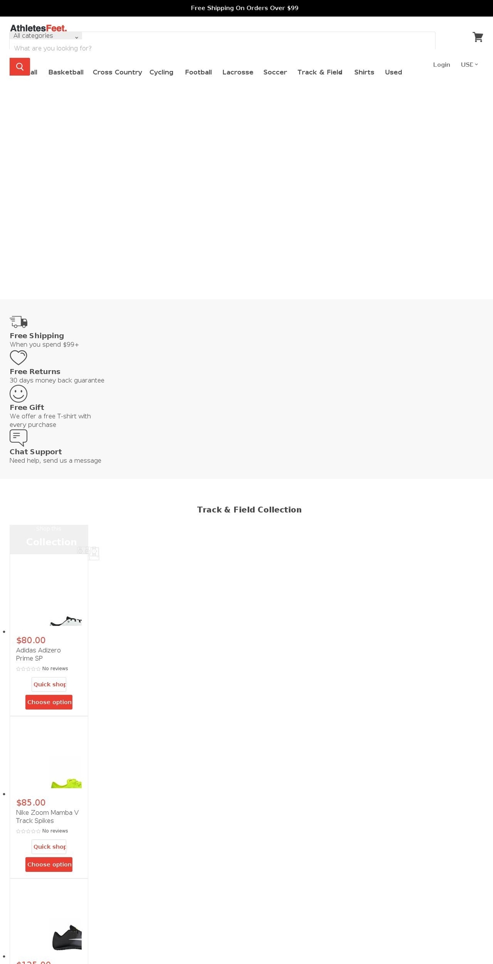 athletes-feet.com shopify website screenshot