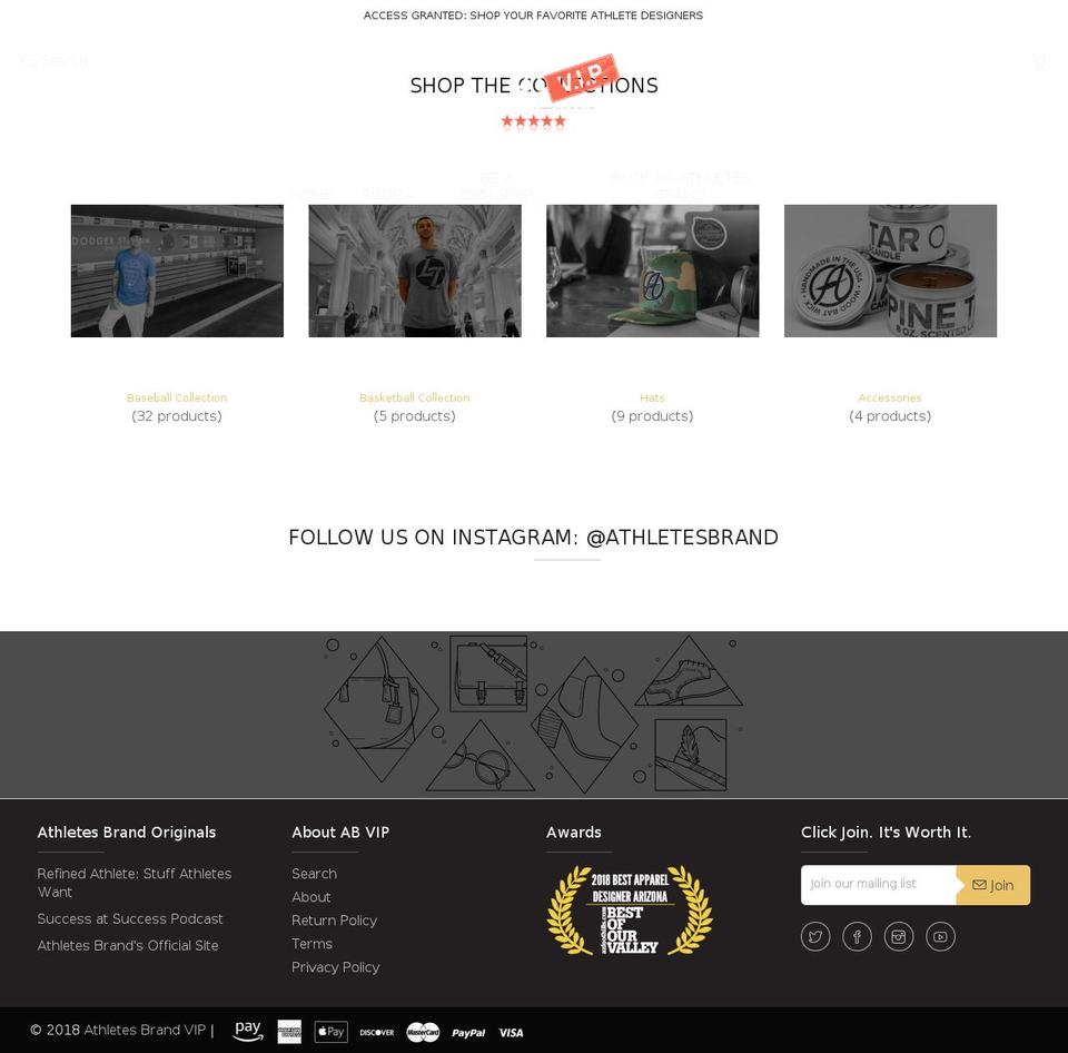 athletes.vip shopify website screenshot