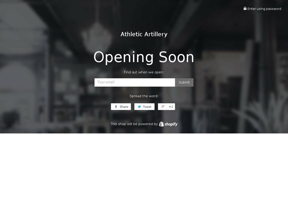 athleticartillery.com shopify website screenshot