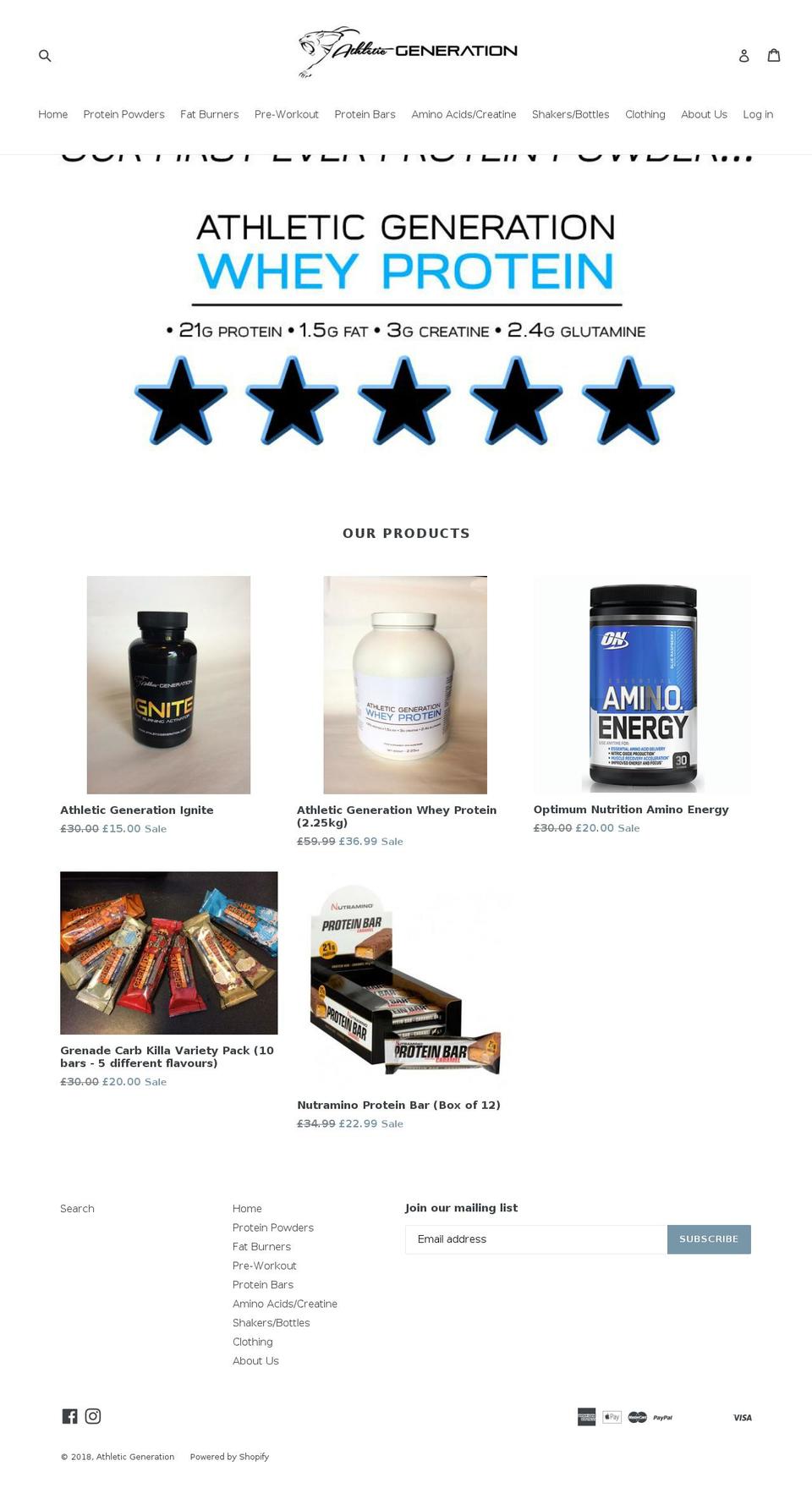 athleticgeneration.com shopify website screenshot