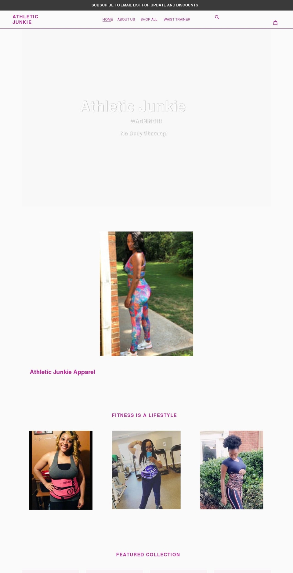 athleticjunkie.com shopify website screenshot