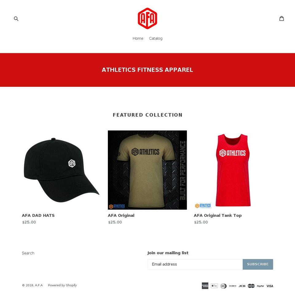athleticsfitnessapparel.com — Shopify storefront screenshot