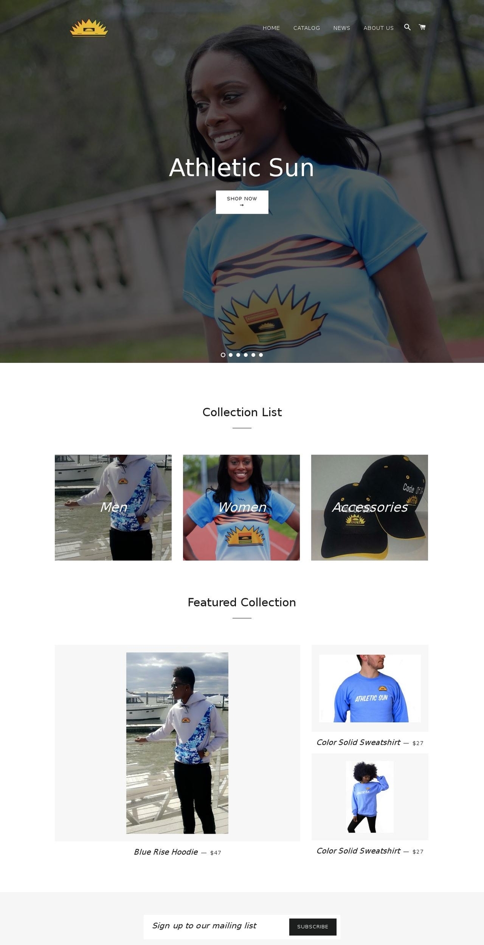 athleticsun.com shopify website screenshot