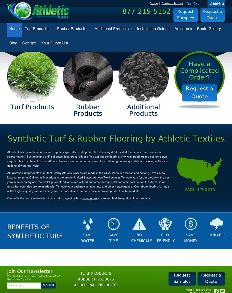 athletictextiles.com shopify website screenshot