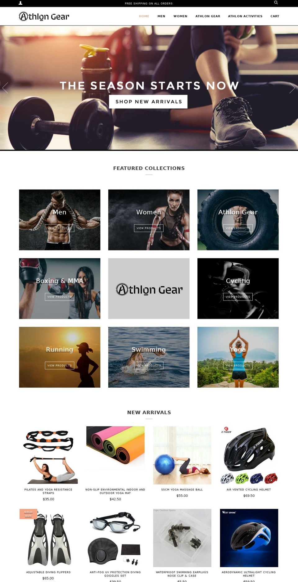 athlongear.com — Shopify storefront screenshot