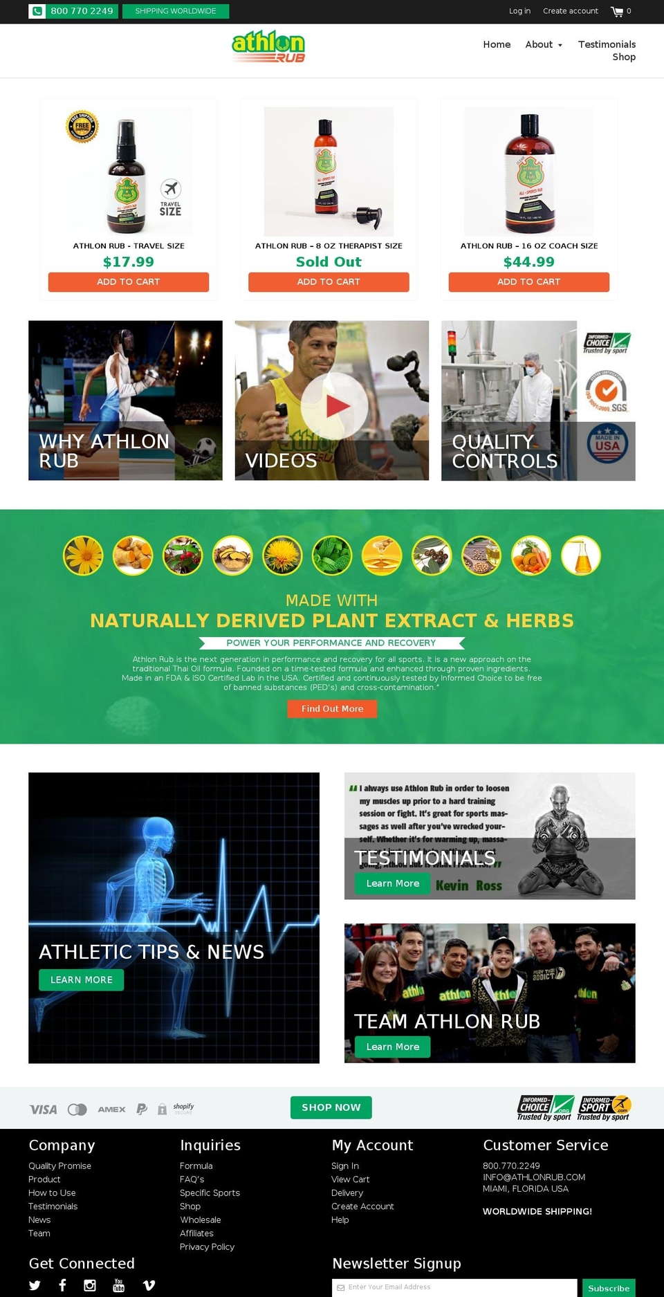 athlonliniment.com — Shopify storefront screenshot