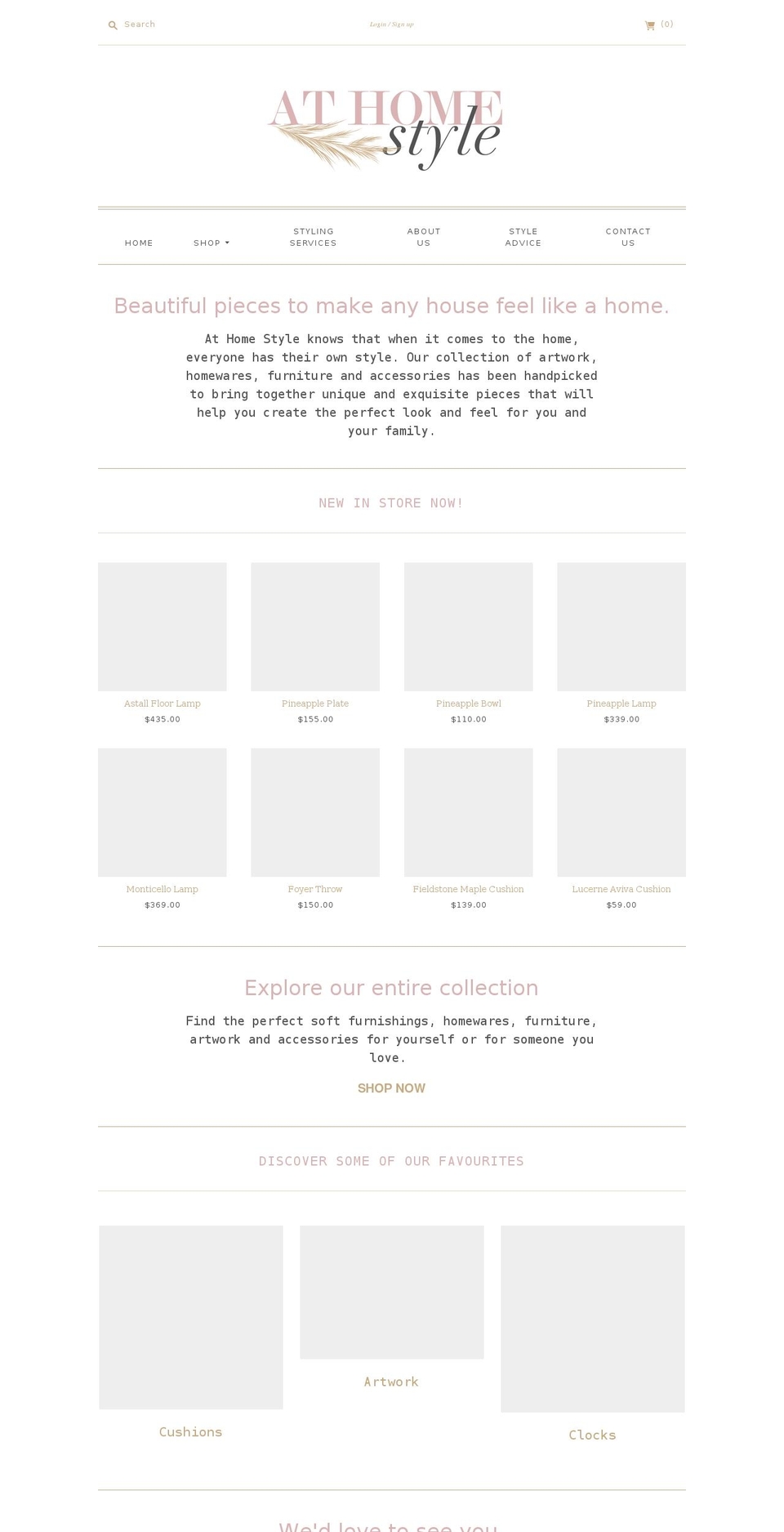 athomestyle.com.au shopify website screenshot