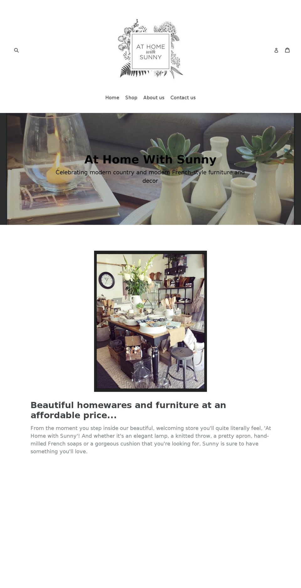athomewithsunny.com shopify website screenshot
