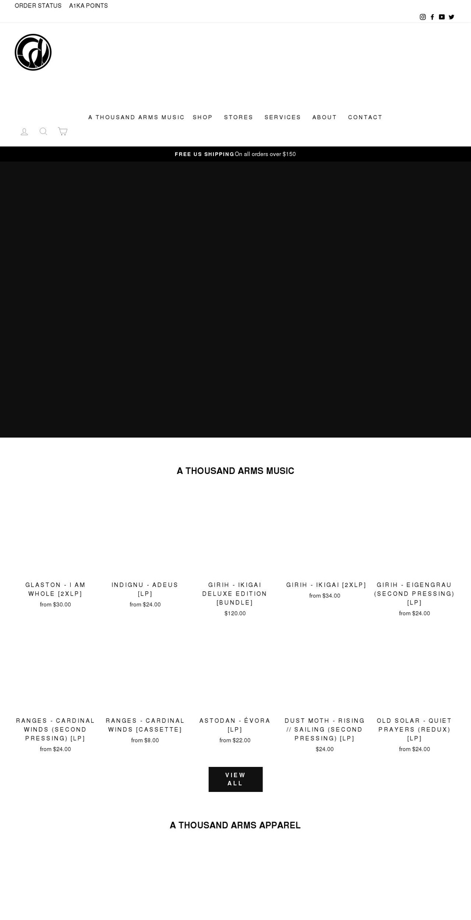 athousandarms.com shopify website screenshot