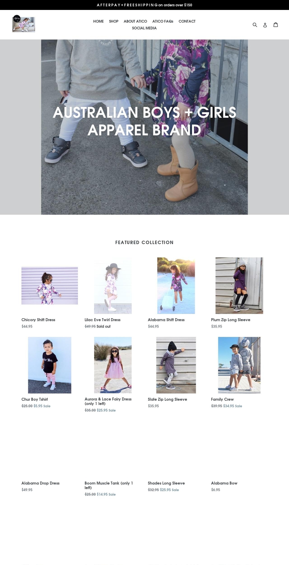 aticoclothing.com — Shopify storefront screenshot