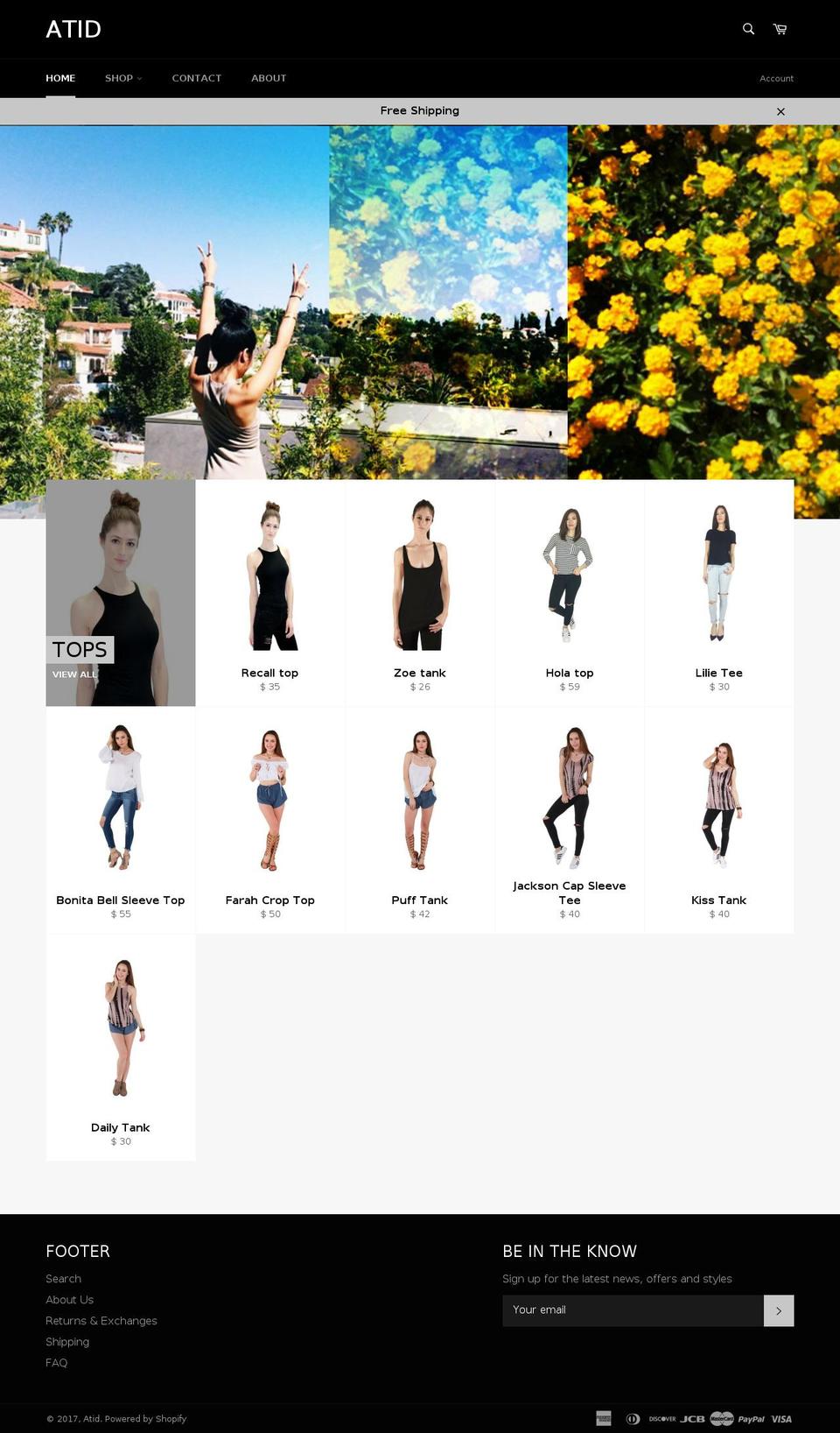 atidclothingonline.com shopify website screenshot