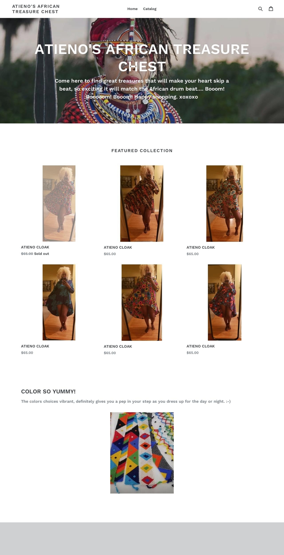 atienosafricantreasurechest.com shopify website screenshot