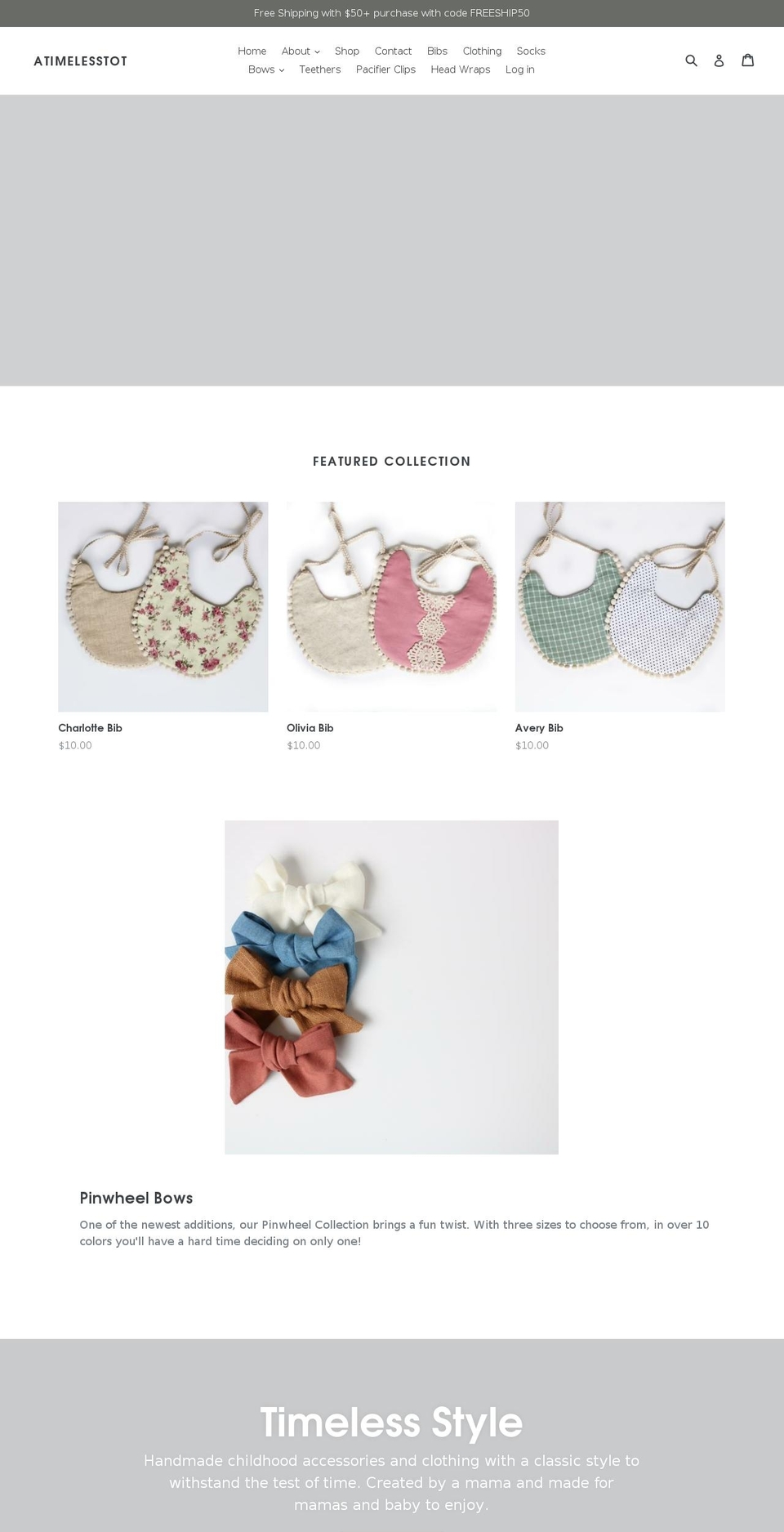 atimelesstot.com — Shopify storefront screenshot