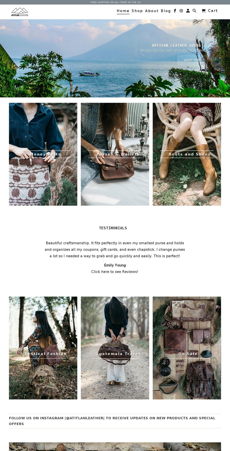 atitlan-leather.myshopify.com shopify website screenshot