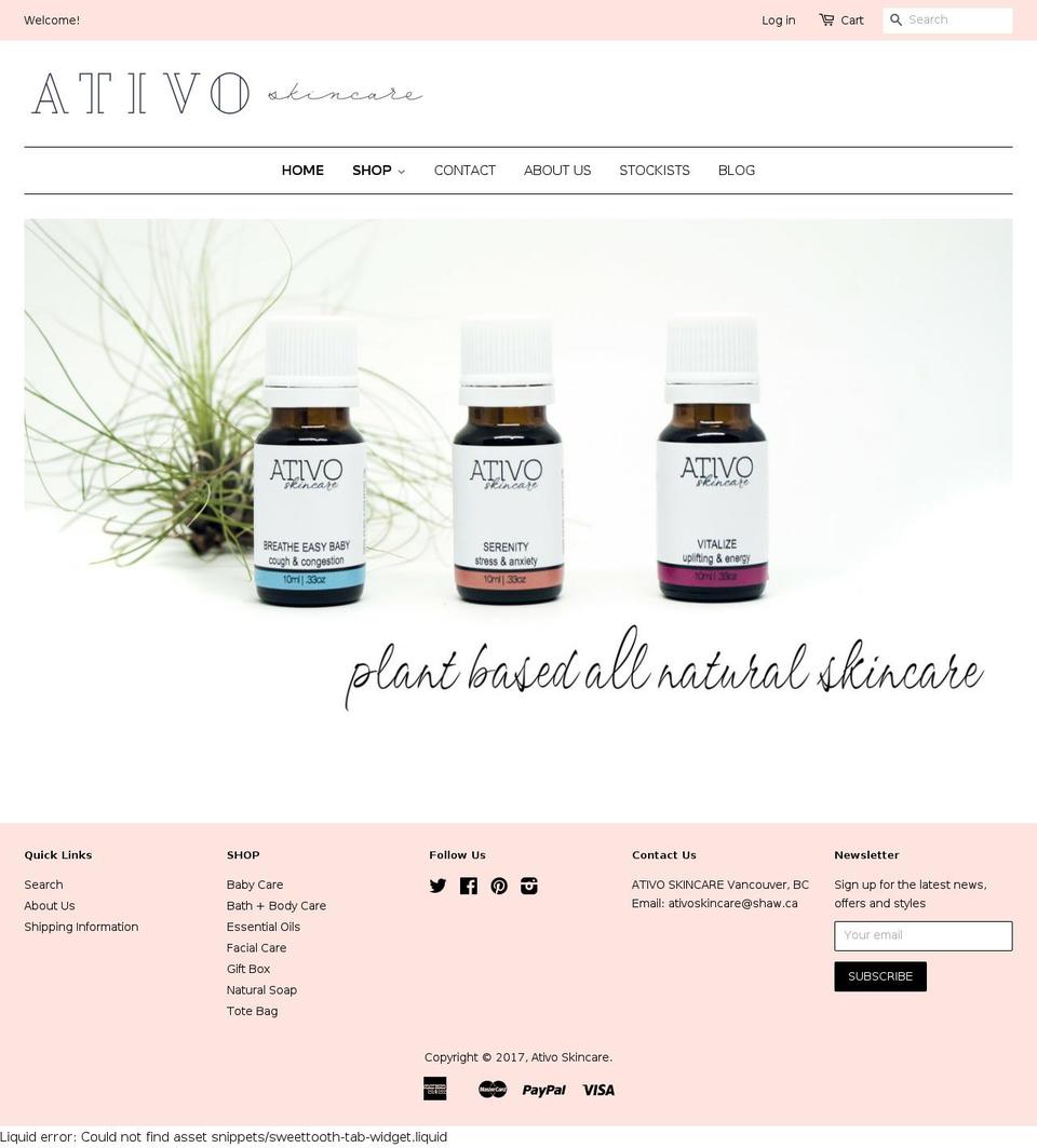 ativoskincare.com shopify website screenshot