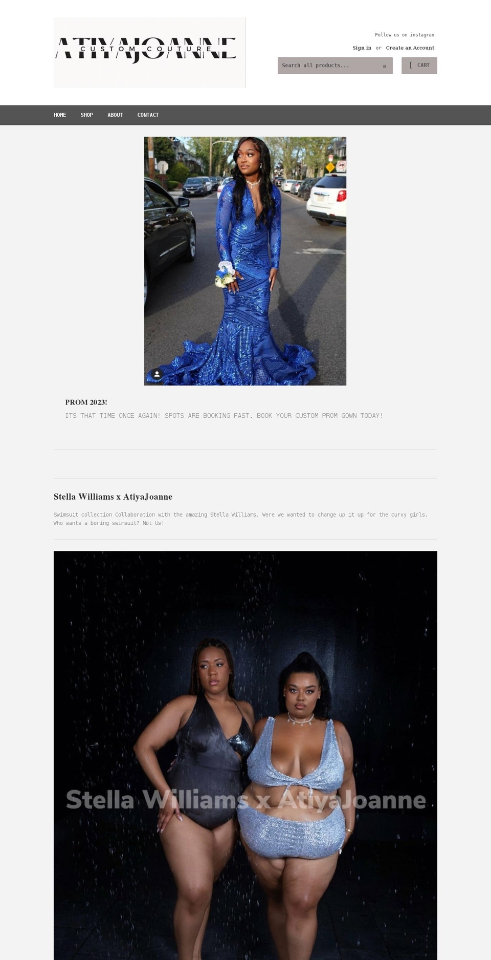 atiyajoanne.com shopify website screenshot