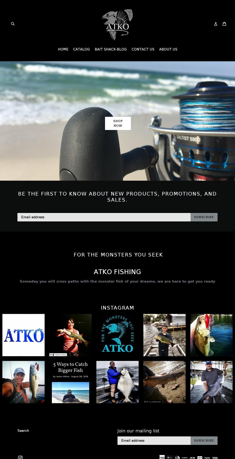 Snow Shopify theme site example atkofishing.com