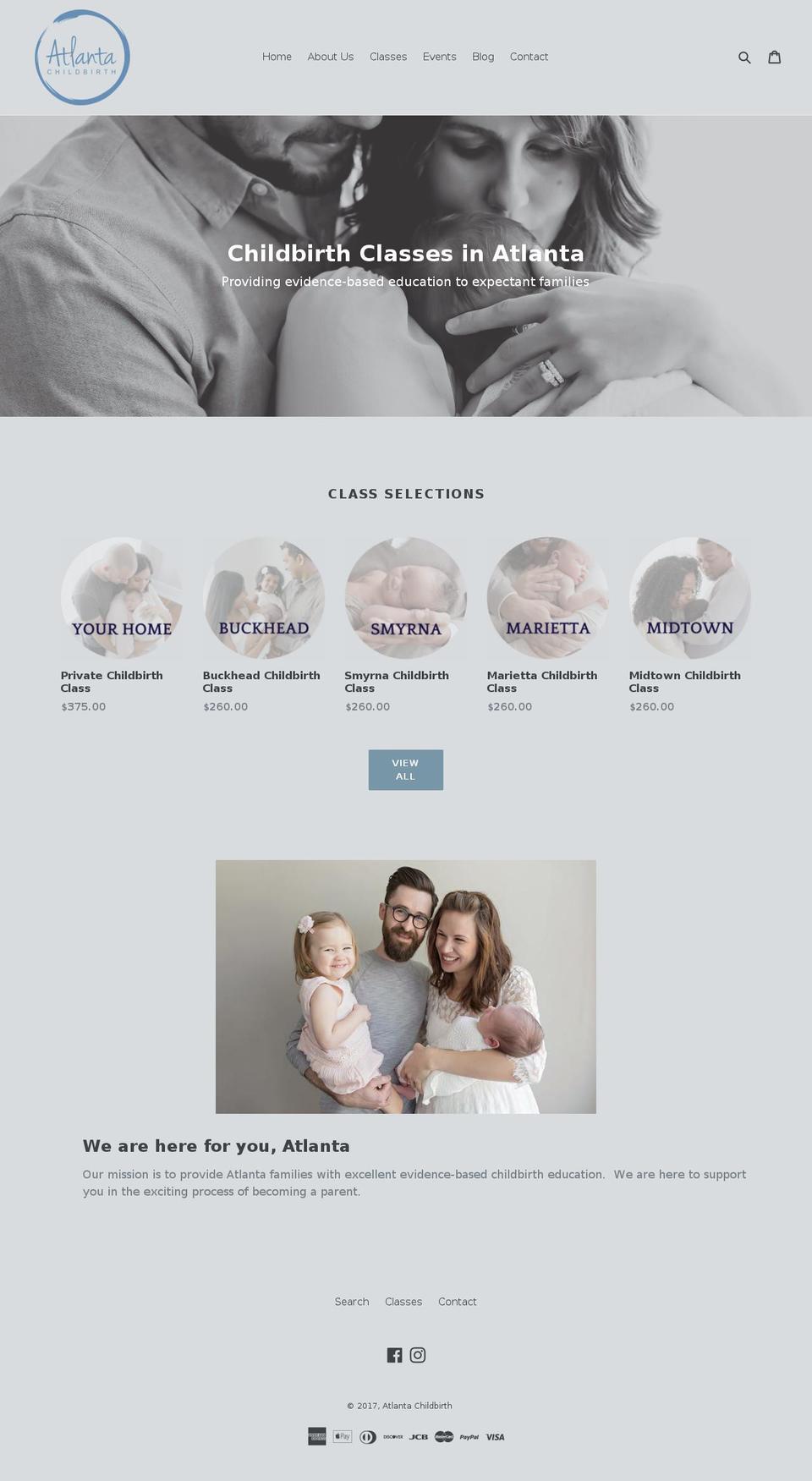 atlantachildbirth.com shopify website screenshot