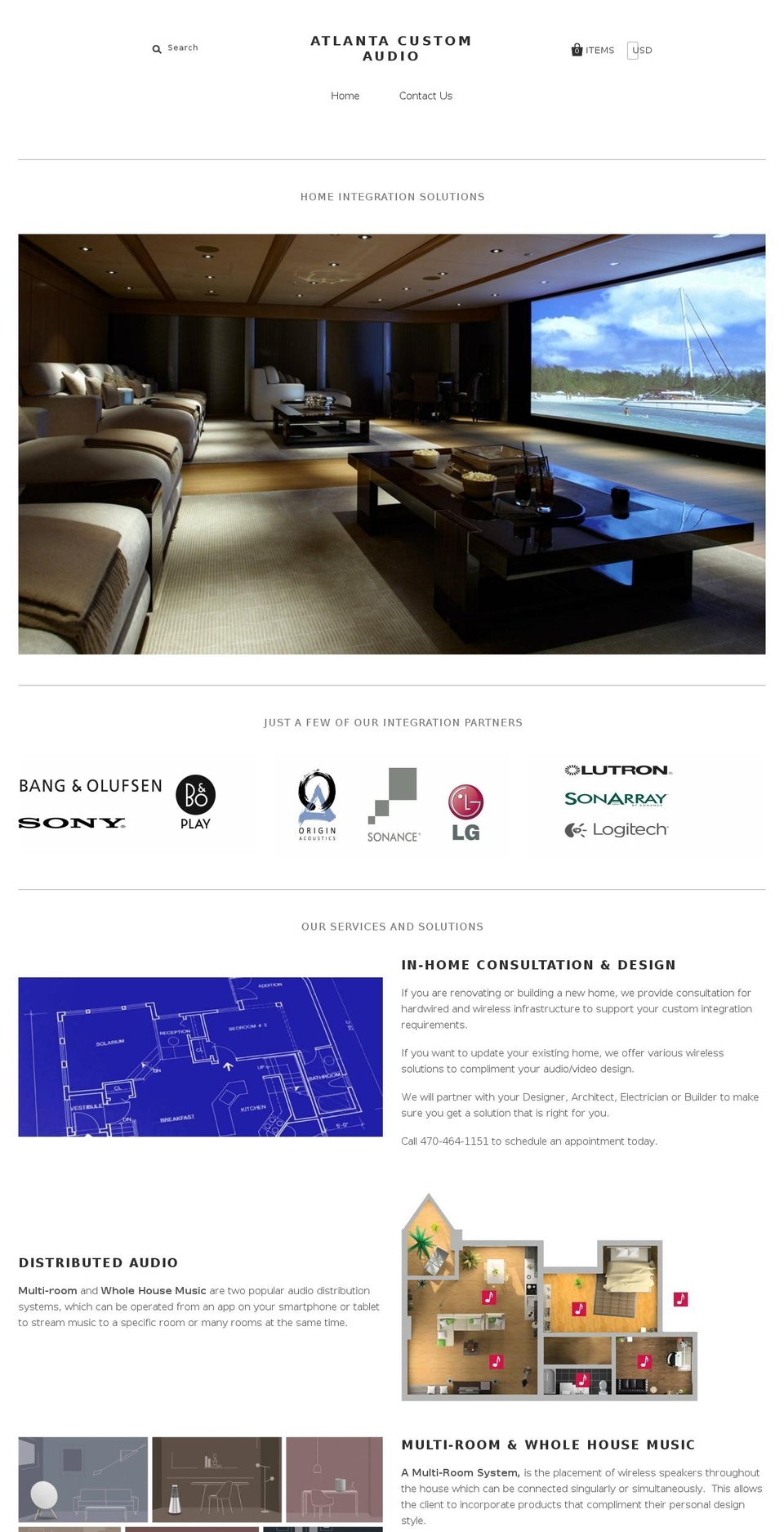 atlantacustomaudio.com — Shopify storefront screenshot