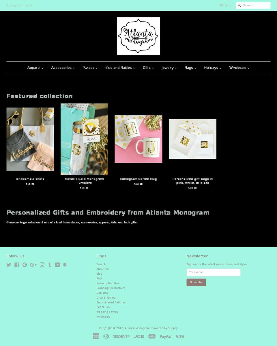atlantamonogram.com shopify website screenshot