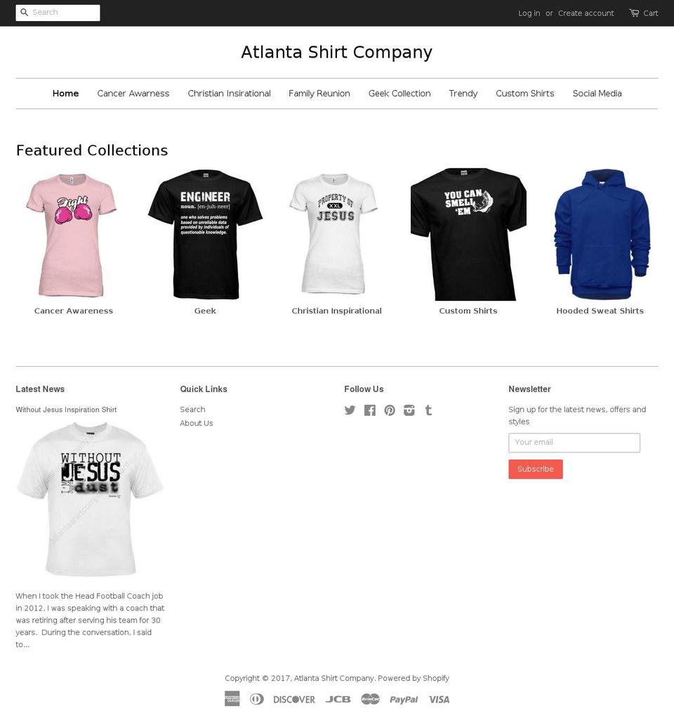 atlantashirtcompany.com shopify website screenshot
