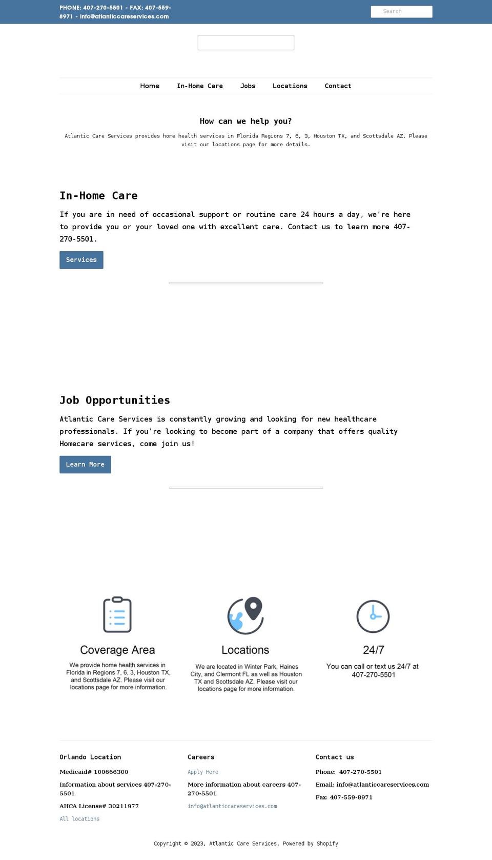 atlanticcareservices.com shopify website screenshot