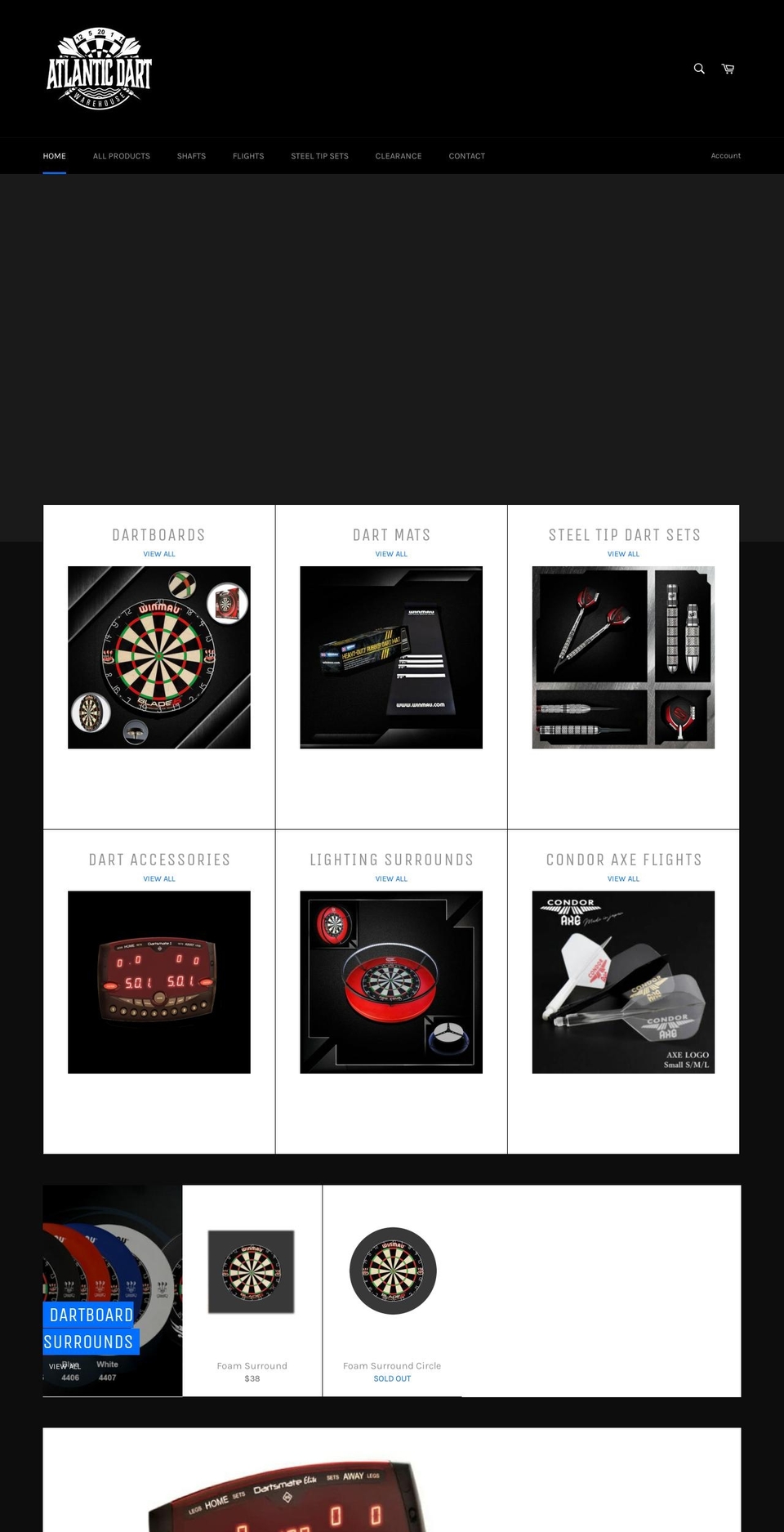atlanticdartwarehouse.com shopify website screenshot