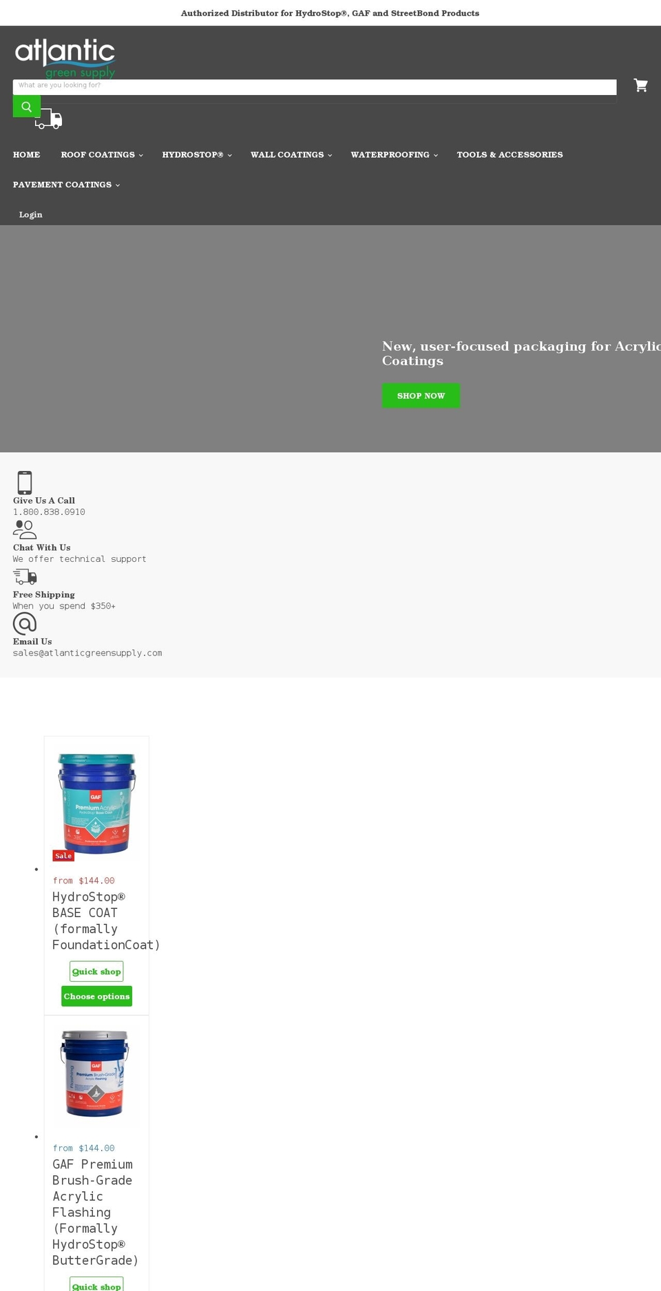 atlanticgreensupply.com shopify website screenshot