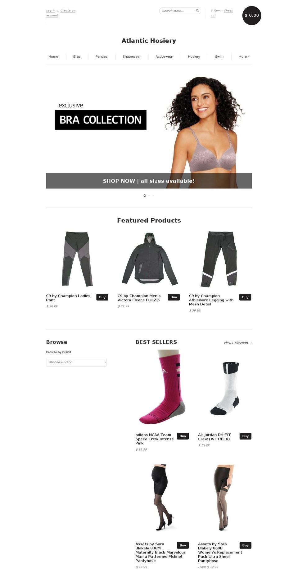 atlantichosieryllc.com — Shopify storefront screenshot