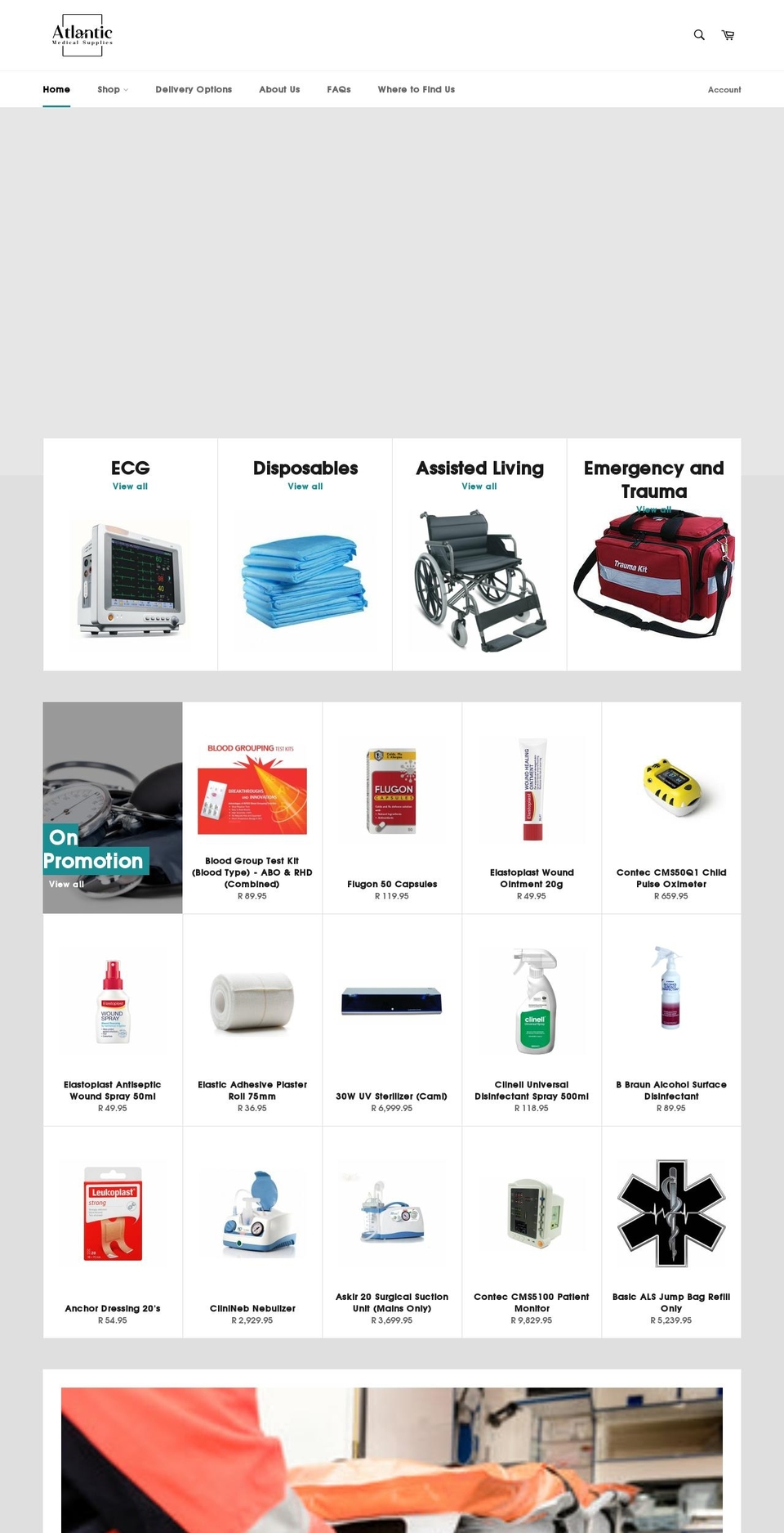 atlanticmedicalsupplies.co.za shopify website screenshot