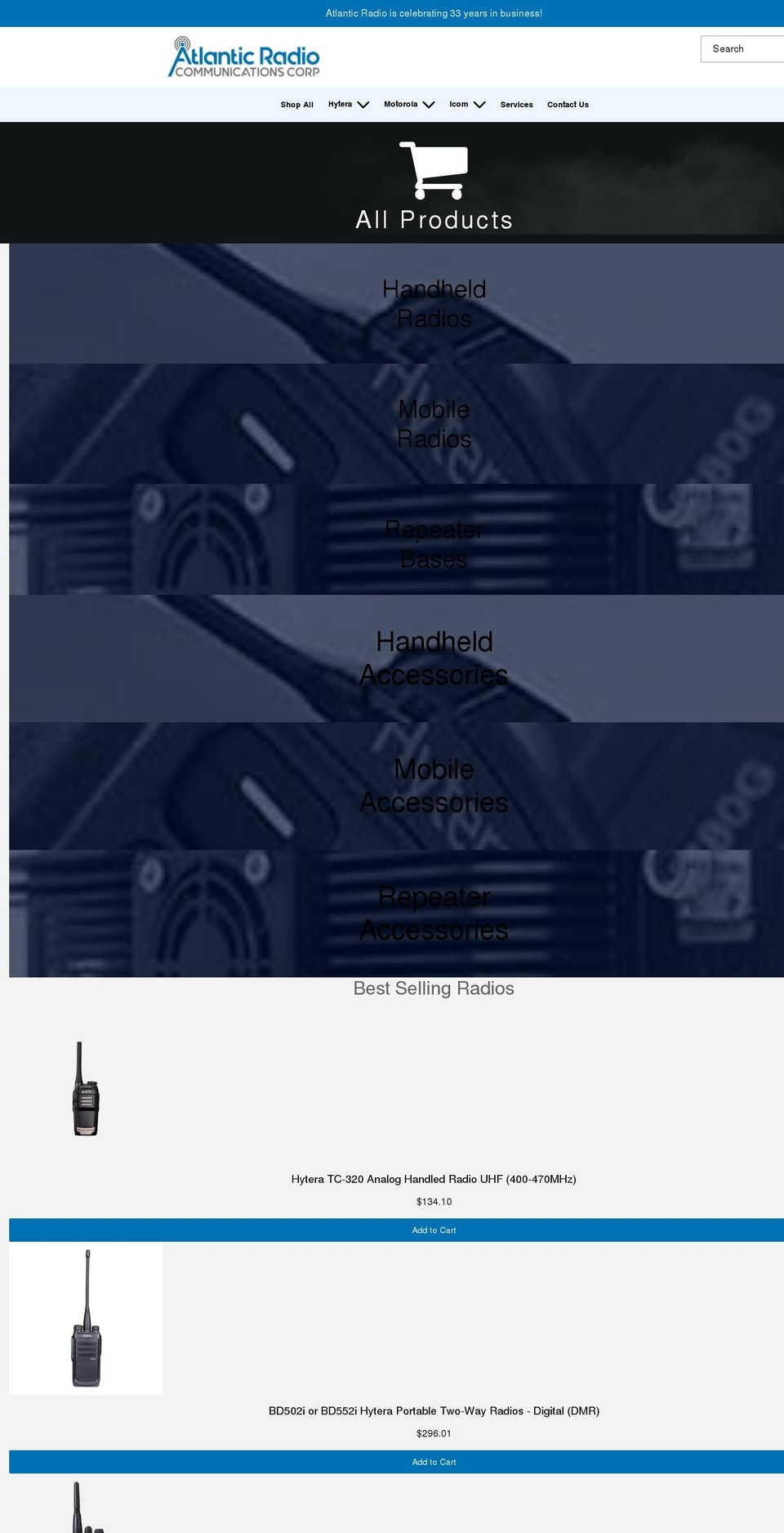 atlanticradiocorp.com shopify website screenshot