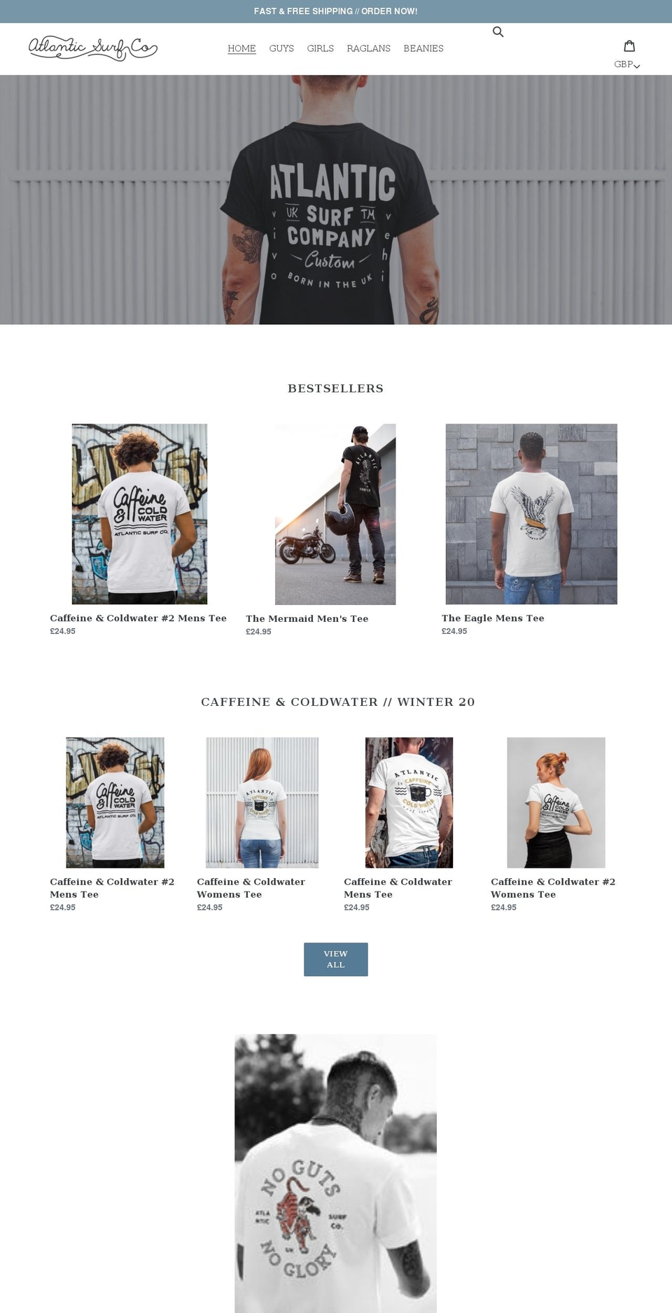 atlanticsurfco.co.uk shopify website screenshot