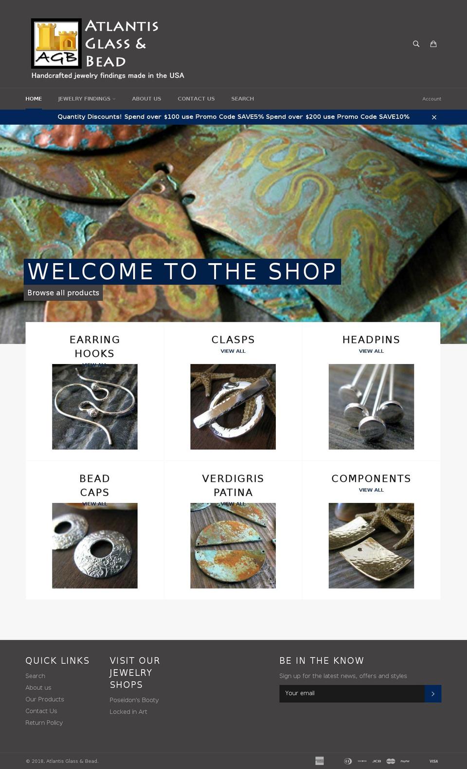 atlantisglassandbead.com — Shopify storefront screenshot