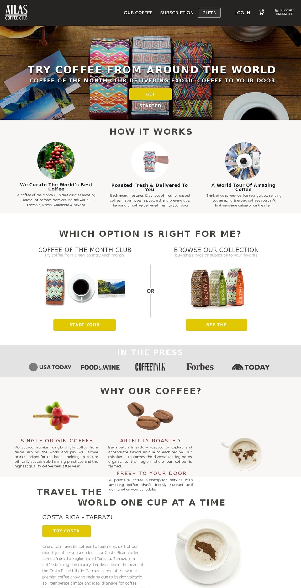 atlas.coffee shopify website screenshot