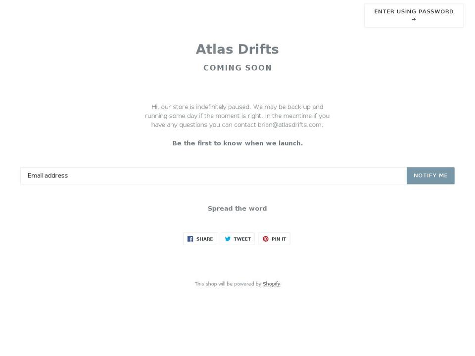 atlasdrifts.com shopify website screenshot
