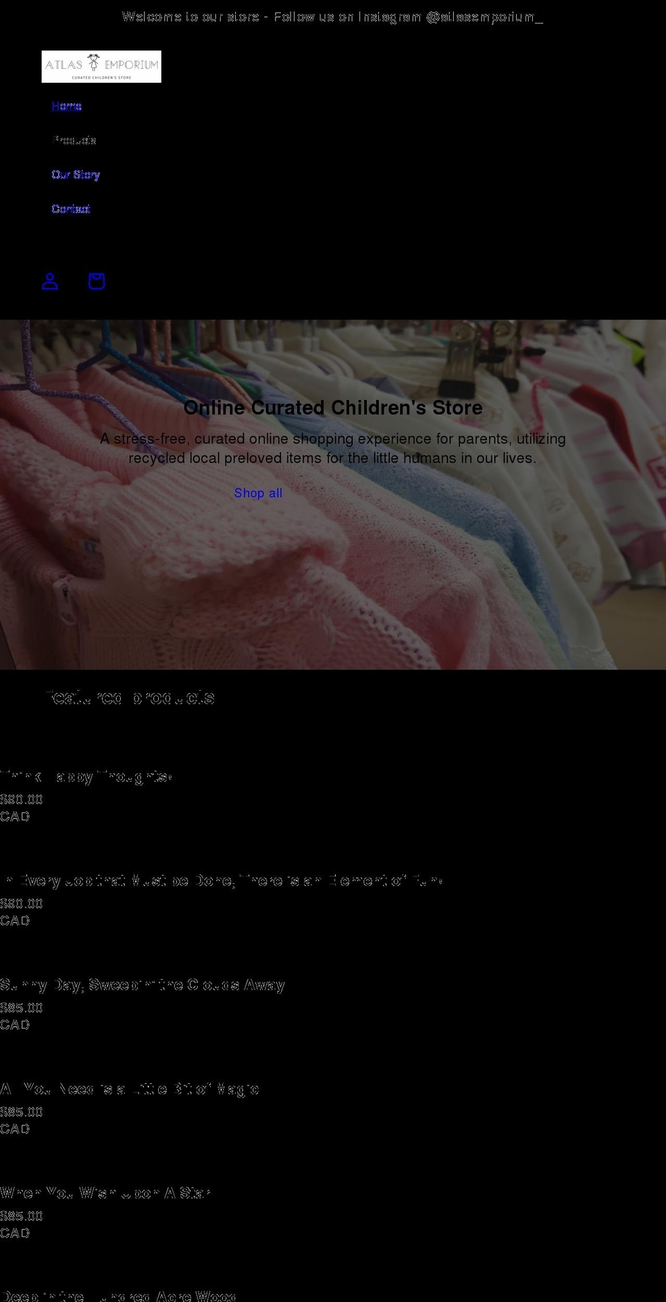 atlasemporium.com shopify website screenshot