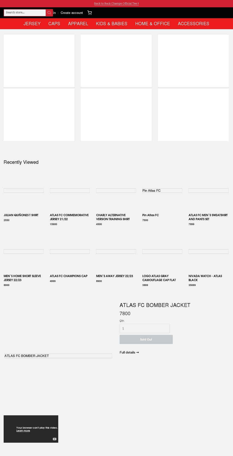atlasfcshop.com shopify website screenshot