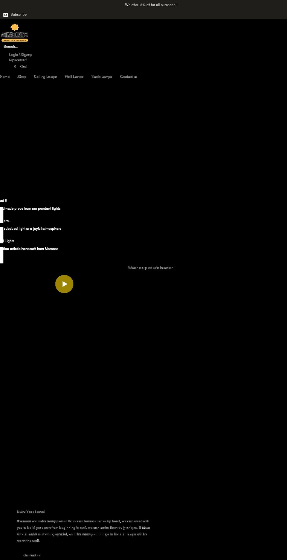 atlaslightsmorocco.com shopify website screenshot