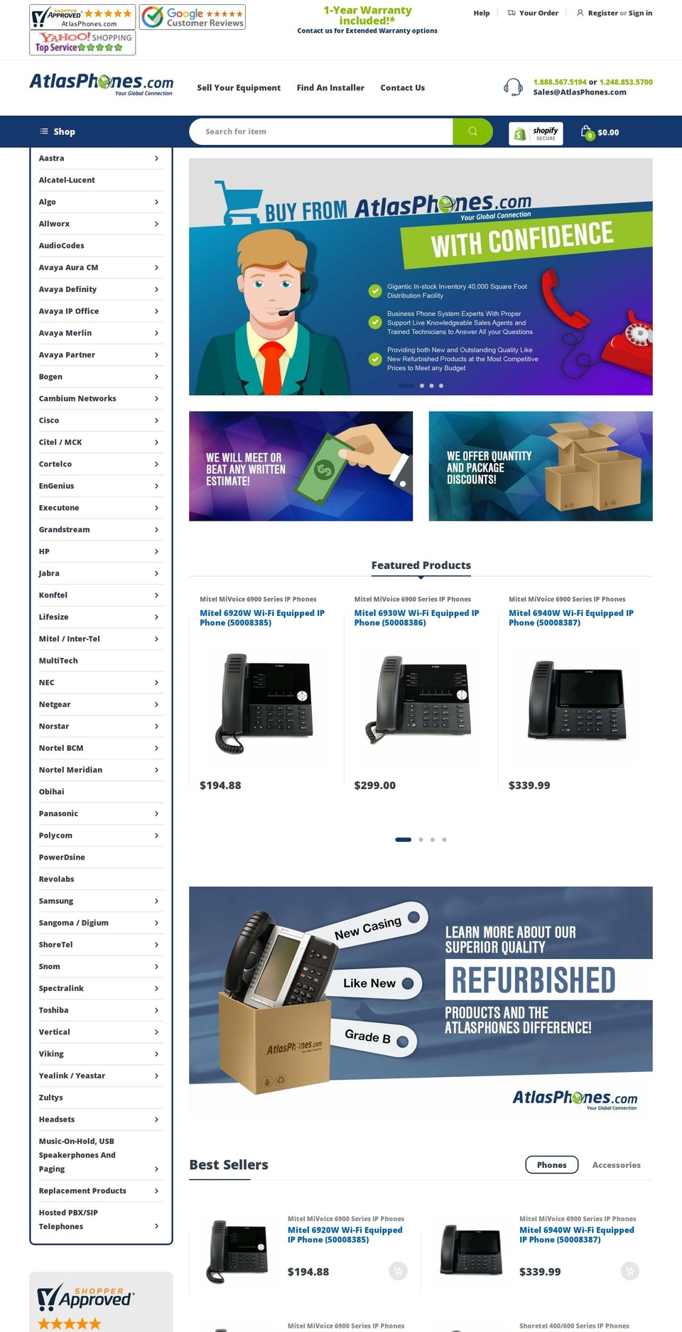 atlasphones.net shopify website screenshot