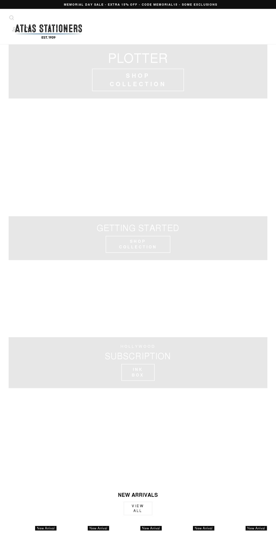 atlasstationers.com shopify website screenshot