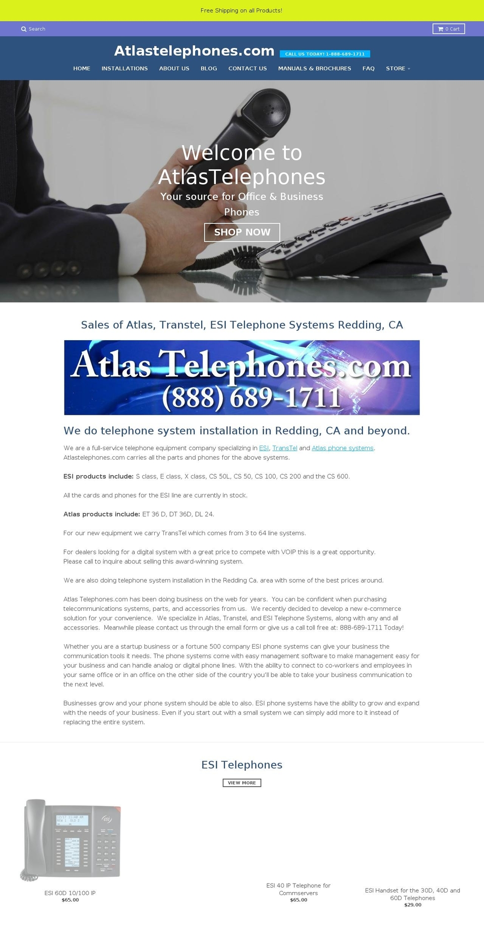 atlastelephones.net shopify website screenshot